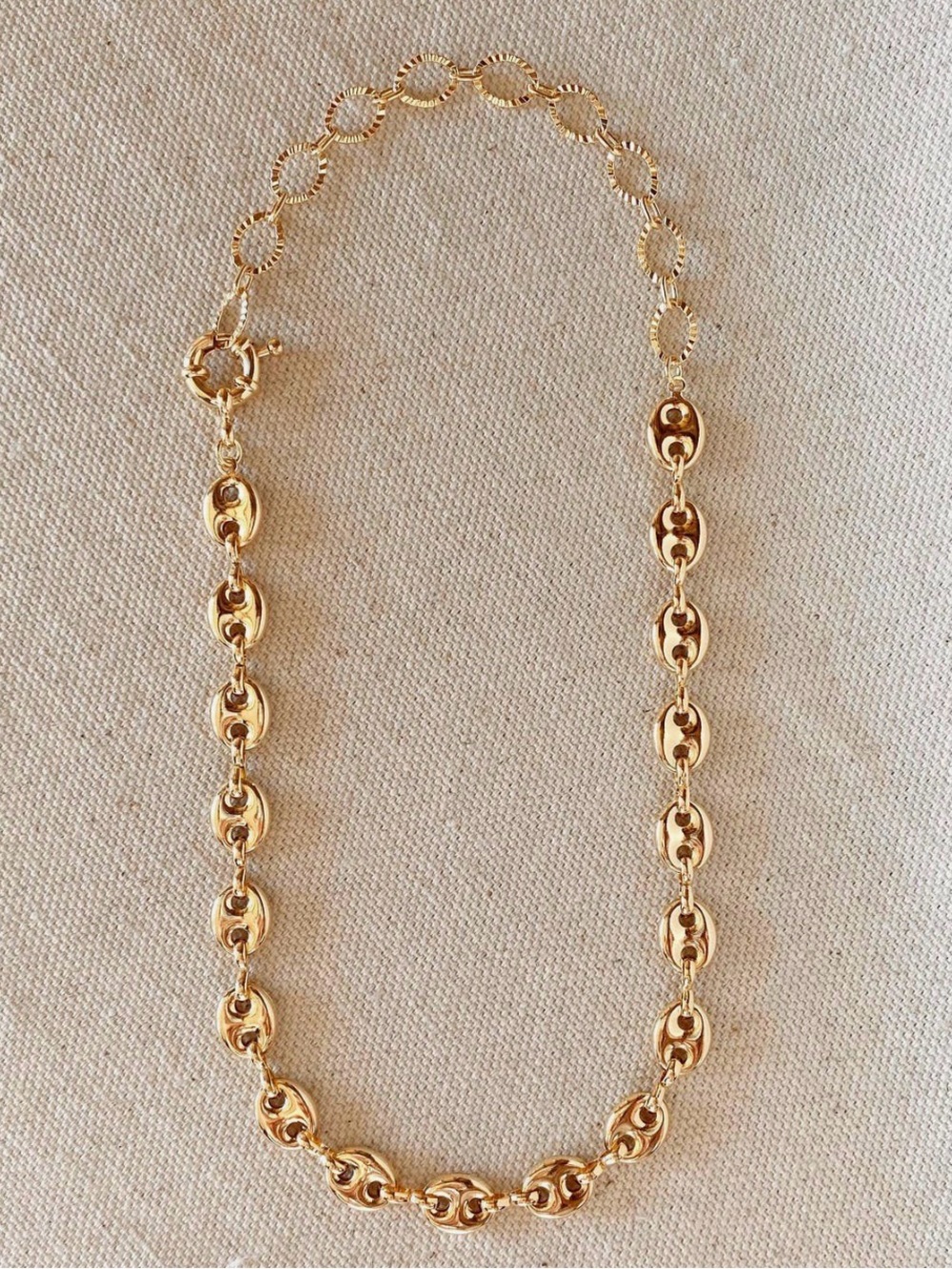 18K Gold Filled Puffy Mariner Choker Featuring Unique Chain Extender - Picture 2 of 6